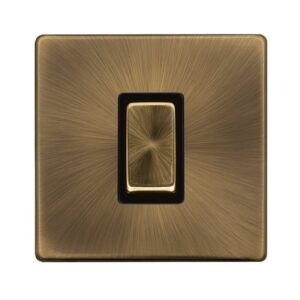 Click Definity Complete 50A Ingot 1 Gang Double Pole Switch Antique Brass Cover Plate Black Insert