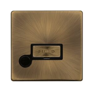 Click Definity Complete 13A Ingot Fused Connection Unit With Optional Flex Outlet Antique Brass Cover Plate Black Insert