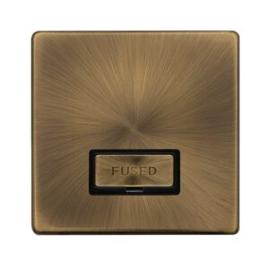 Click Definity Complete 13A Ingot Fused Connection Unit Antique Brass Cover Plate Black Insert
