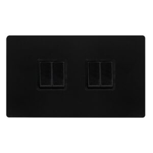 Click Definity Complete 10Ax Ingot 4 Gang 2 Way Switch Matt Black Cover Plate Black Insert