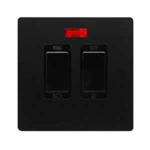 Click Definity Complete 20A Sink / Bath Switch With Neon Matt Black Cover Plate Black Insert