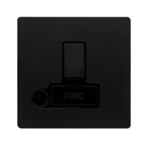 Click Scolmore - Click Definity Complete 13A Switched Fused Connection Unit With Optional Flex Outlet Matt Black Cover Plate Black Insert (SFBK051BK)