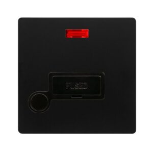Click Scolmore - Click Definity Complete 13A Fused Connection Unit With Neon & Optional Flex Outlet Matt Black Cover Plate Black Insert (SFBK053BK)
