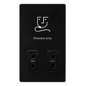 Click Scolmore - Click Definity Complete 115/230V Dual Voltage Shaver Socket Matt Black Cover Plate Black Insert (SFBK100BK)