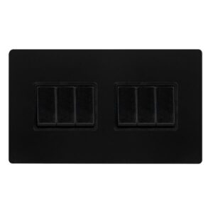 Click Scolmore - Click Definity Complete 10Ax Ingot 6 Gang 2 Way Switch Matt Black Cover Plate Black Insert (SFBK105BK)