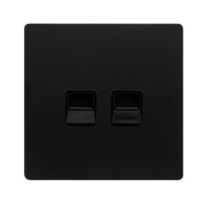 Click Scolmore - Click Definity Complete Twin Telephone Master Outlet Matt Black Cover Plate Black Insert (SFBK121BK)