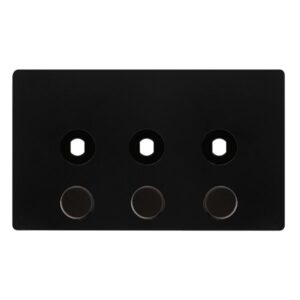 Click Scolmore - Click Definity Complete 3 Gang Unfurnished Dimmer Plate & Knobs Matt Black (SFBK143PL)