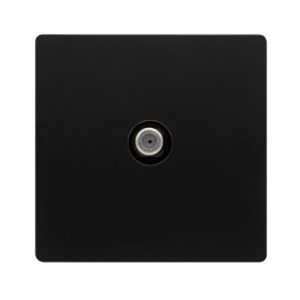 Click Scolmore - Click Definity Complete Non-Isolated Single Satellite Outlet Matt Black Cover Plate Black Insert (SFBK156BK)
