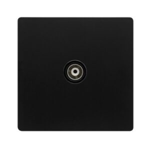 Click Scolmore - Click Definity Complete Single Isolated Coaxial Outlet Matt Black Cover Plate Black Insert (SFBK158BK)