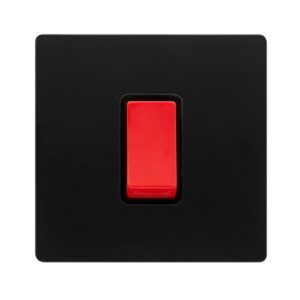 Click Scolmore - Click Definity Complete 50A 1 Gang Double Pole Switch Matt Black Cover Plate Black Insert (SFBK200BK)