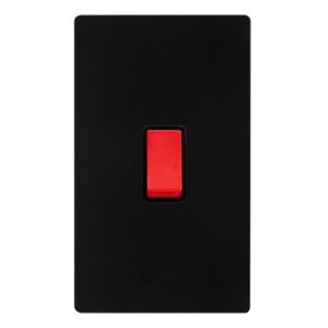 Click Scolmore - Click Definity Complete 50A 2 Gang Double Pole Switch Matt Black Cover Plate Black Insert (SFBK202BK)