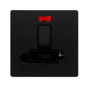 Click Scolmore - Click Definity Complete 13A Switched Lockable Connection Unit With Neon & Optional Flex Outlet Matt Black Cover Plate Black Insert (SFBK252BK)