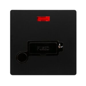 Click Scolmore - Click Definity Complete 13A Lockable Connection Unit With Neon & Optional Flex Outlet Matt Black Cover Plate Black Insert (SFBK253BK)
