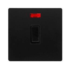 Click Scolmore - Click Definity Complete 20A Double Pole Switch With Neon Matt Black Cover Plate Black Insert (SFBK623BK)