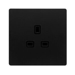 Click Scolmore - Click Definity Complete 13A 1 Gang Unswitched Socket Matt Black Cover Plate Black Insert (SFBK630BK)