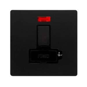 Click Scolmore - Click Definity Complete 13A Lockable Switched Fused Connection Unit With Neon Matt Black Cover Plate Black Insert (SFBK852BK)