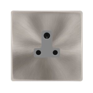 Click Scolmore - Click Definity Complete 5A Round Pin Socket Brushed Steel Cover Plate Grey Insert (SFBS038GY)