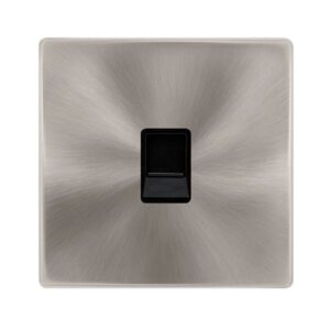 Click Scolmore - Click Definity Complete Single Rj11 (Irish/Us) Outlet Brushed Steel Cover Plate Black Insert (SFBS115BK)