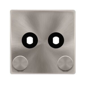 Click Scolmore - Click Definity Complete 2 Gang Unfurnished Dimmer Plate & Knobs Brushed Steel (SFBS142PL)