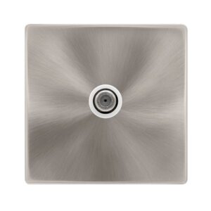 Click Scolmore - Click Definity Complete Non-Isolated Single Satellite Outlet Brushed Steel Cover Plate Polar White Insert (SFBS156PW)