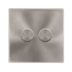 Click Scolmore - Click Definity Complete 2 Gang 2 Way 100W Dimmer Switch Brushed Steel (SFBS162)