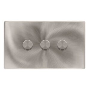 Click Scolmore - Click Definity Complete 3 Gang 2 Way 100W Dimmer Switch Brushed Steel (SFBS163)