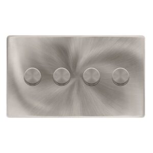 Click Scolmore - Click Definity Complete 4 Gang 2 Way 100W Dimmer Switch Brushed Steel (SFBS164)