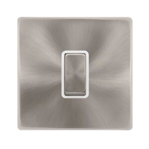 Click Scolmore - Click Definity Complete 10Ax Ingot 1 Gang 2 Way Switch Brushed Steel Cover Plate Polar Insert (SFBS411PW)