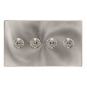 Click Scolmore - Click Definity Complete 10Ax 4 Gang 2 Way Toggle Switch Brushed Steel (SFBS424)