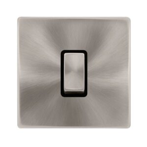 Click Scolmore - Click Definity Complete 10Ax Ingot 1 Gang Intermediate Switch Brushed Steel Cover Plate Black Insert (SFBS425BK)