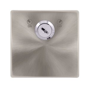 Click Scolmore - Click Definity Complete 20A Double Pole Key Lockable Switch Brushed Steel Cover Plate (SFBS660)