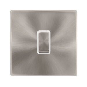 Click Scolmore - Click Definity Complete 20A Ingot Double Pole Switch Brushed Steel Cover Plate Polar White Insert (SFBS722PW)