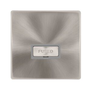 Click Scolmore - Click Definity Complete 13A Ingot Fused Connection Unit Brushed Steel Cover Plate Grey Insert (SFBS750GY)