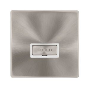 Click Scolmore - Click Definity Complete 13A Ingot Fused Connection Unit Brushed Steel Cover Plate Polar White Insert (SFBS750PW)