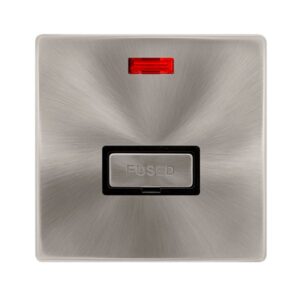 Click Scolmore - Click Definity Complete 13A Ingot Fused Connection Unit With Neon Brushed Steel Cover Plate Black Insert (SFBS753BK)