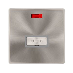 Click Scolmore - Click Definity Complete 13A Ingot Fused Connection Unit With Neon Brushed Steel Cover Plate Grey Insert (SFBS753GY)