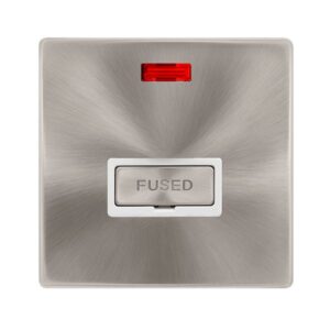 Click Scolmore - Click Definity Complete 13A Ingot Fused Connection Unit With Neon Brushed Steel Cover Plate Polar White Insert (SFBS753PW)