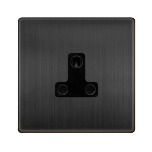 Click Scolmore - Click Definity Complete 5A Round Pin Socket Matt Bronze Cover Plate Black Insert (SFBZ038BK)