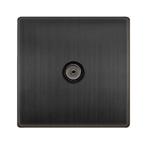 Click Scolmore - Click Definity Complete Single Non-Isolated Coaxial Outlet Matt Bronze Cover Plate Black Insert (SFBZ065BK)