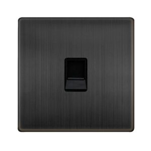 Click Scolmore - Click Definity Complete Single Rj11 (Irish/Us) Outlet Matt Bronze Cover Plate Black Insert (SFBZ115BK)