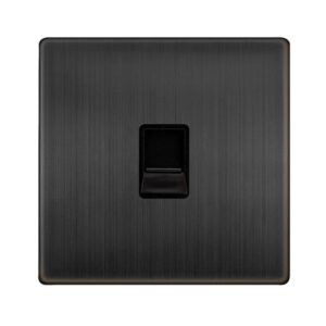 Click Scolmore - Click Definity Complete Single Telephone Secondary Outlet Matt Bronze Cover Plate Black Insert (SFBZ125BK)