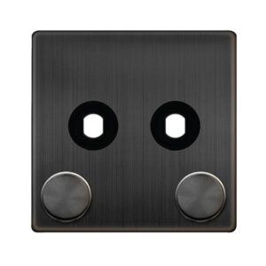 Click Scolmore - Click Definity Complete 2 Gang Unfurnished Dimmer Plate & Knobs Matt Bronze (SFBZ142PL)