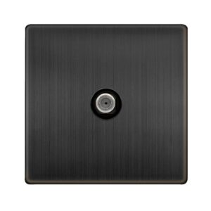 Click Scolmore - Click Definity Complete Non-Isolated Single Satellite Outlet Matt Bronze Cover Plate Black Insert (SFBZ156BK)