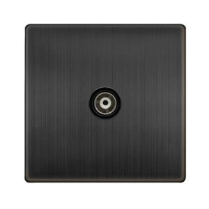 Click Scolmore - Click Definity Complete Single Isolated Coaxial Outlet Matt Bronze Cover Plate Black Insert (SFBZ158BK)