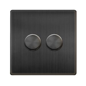 Click Scolmore - Click Definity Complete 2 Gang 2 Way 100W Dimmer Switch Matt Bronze (SFBZ162)