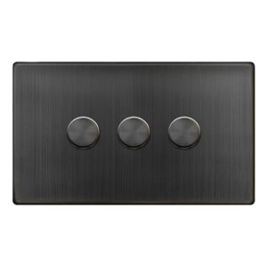 Click Scolmore - Click Definity Complete 3 Gang 2 Way 100W Dimmer Switch Matt Bronze (SFBZ163)