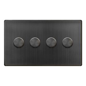 Click Scolmore - Click Definity Complete 4 Gang 2 Way 100W Dimmer Switch Matt Bronze (SFBZ164)