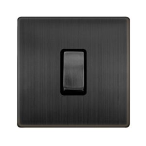 Click Scolmore - Click Definity Complete 10Ax Ingot 1 Gang 2 Way Switch Matt Bronze Cover Plate Black Insert (SFBZ411BK)