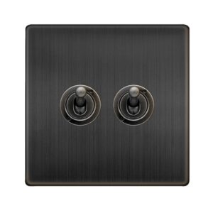 Click Scolmore - Click Definity Complete 10Ax 2 Gang 2 Way Toggle Switch Matt Bronze (SFBZ422)