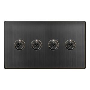 Click Scolmore - Click Definity Complete 10Ax 4 Gang 2 Way Toggle Switch Matt Bronze (SFBZ424)